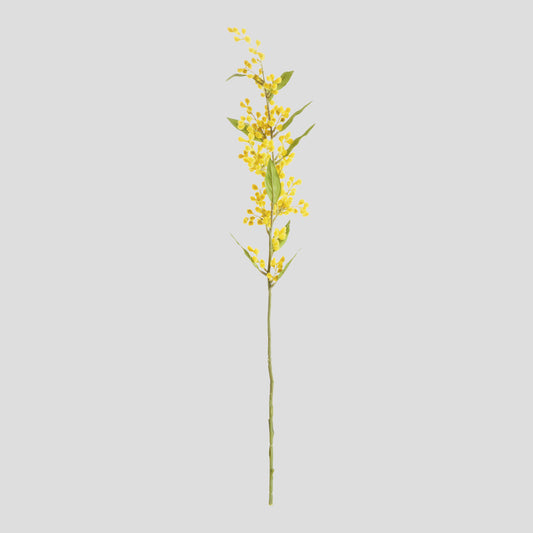 Yellow faux mimosa stems (set of 6) - stylish home accent (Image1).