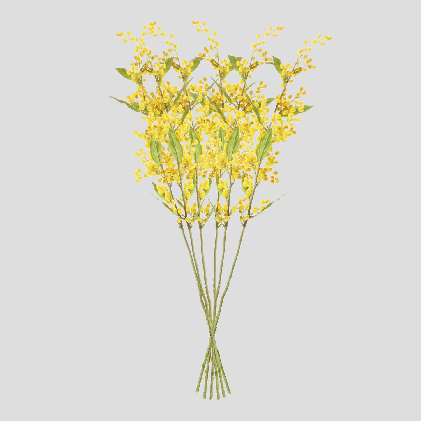Yellow faux mimosa stems (set of 6) - stylish home accent (Image2).