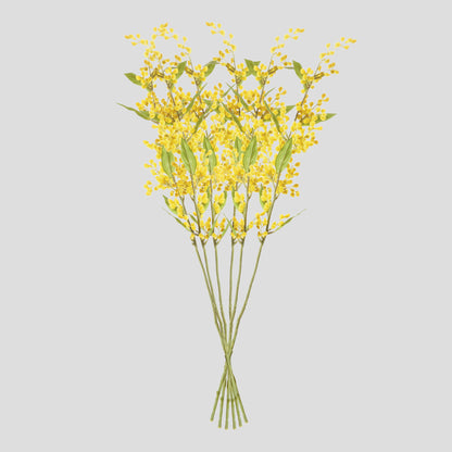 Yellow faux mimosa stems (set of 6) - stylish home accent (Image2).