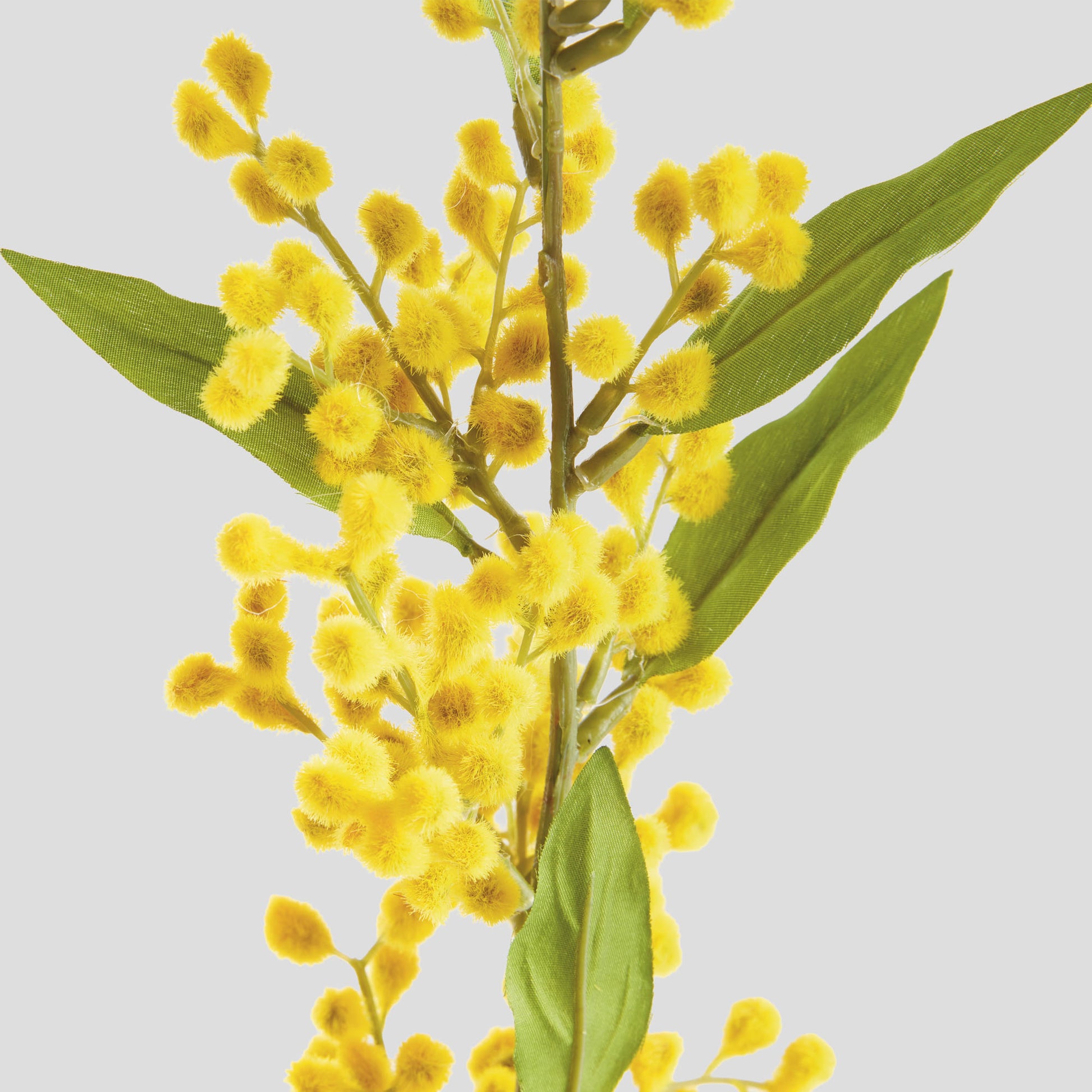 Yellow faux mimosa stems (set of 6) - stylish home accent (Image3).