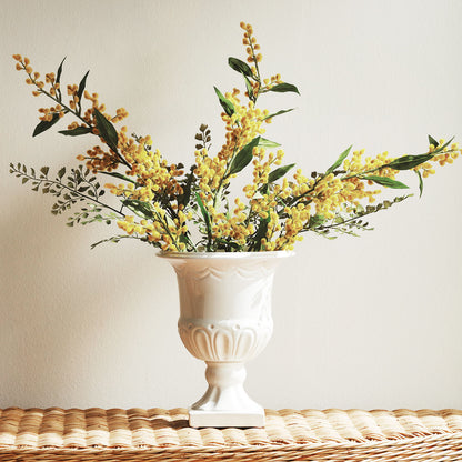 Yellow faux mimosa stems (set of 6) - stylish home accent (Image4).