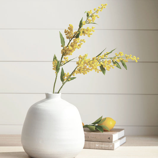 Yellow faux mimosa stems (set of 6) - stylish home accent (Image5).