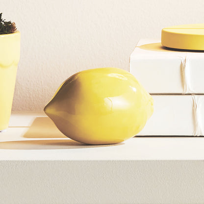 Yellow glazed ceramic lemon figurines (set of 2) - stylish home accent (Image2).