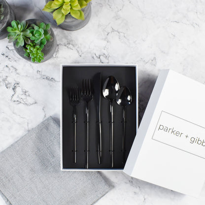 hartwell flatware set in polished black (set of 5)